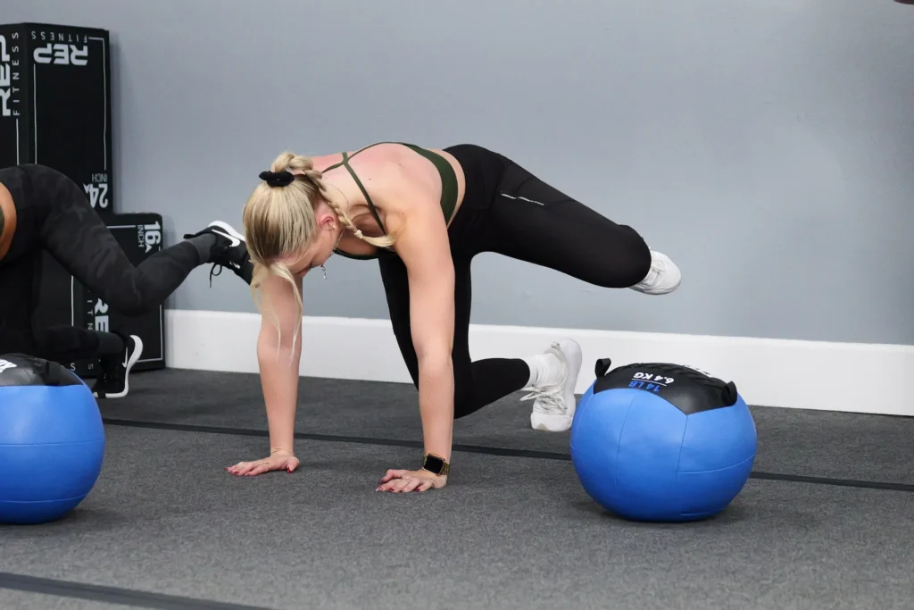 Group bootcamp exercises at Fit Body Boot Camp.