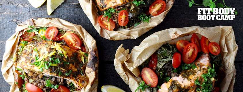 Recipes: Salmon, Kale, and Lentils En Papillote