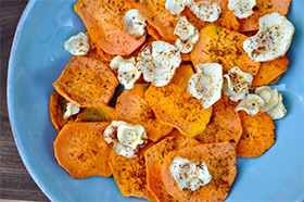 a plate of sweet potato veggie chips